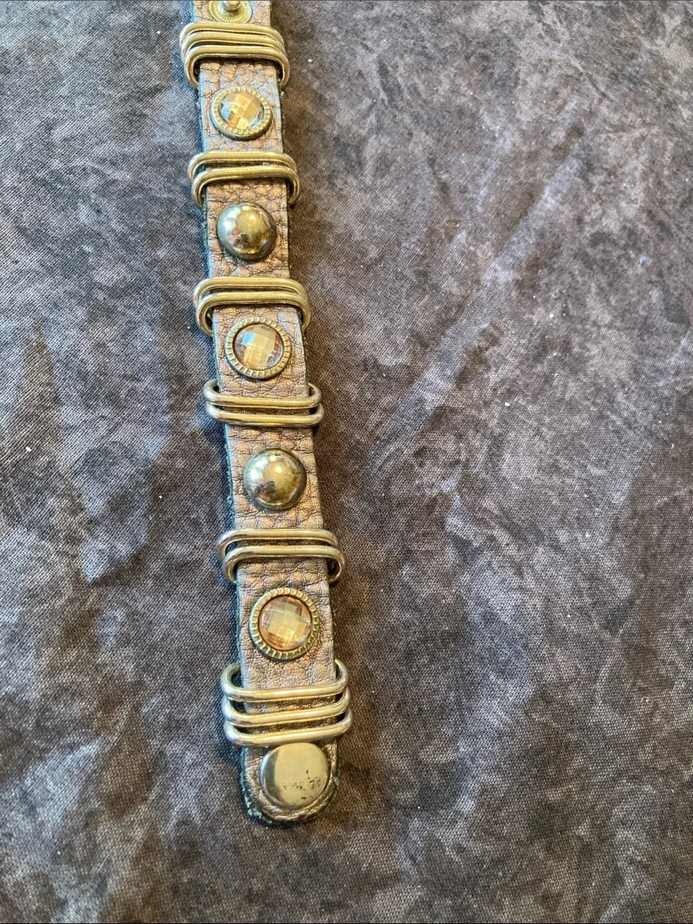 Strap Bracelet with Antiqued Metal Studs